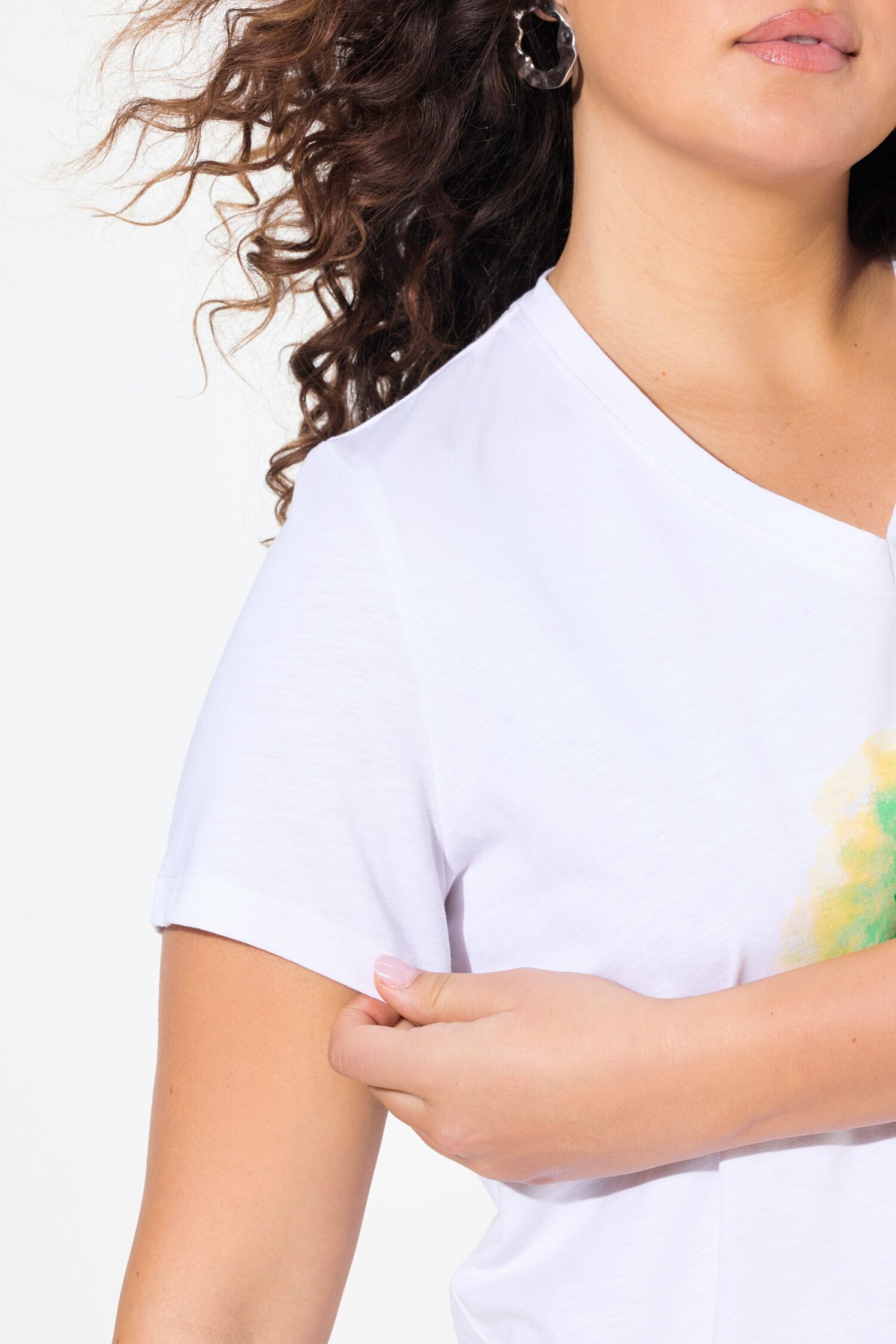 T-shirt σε γραμμή Α με τύπωμα και κοντά μανίκια