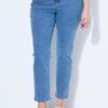 Τζιν παντελόνι mom fit με διακοσμητικές λεπτομέρειες