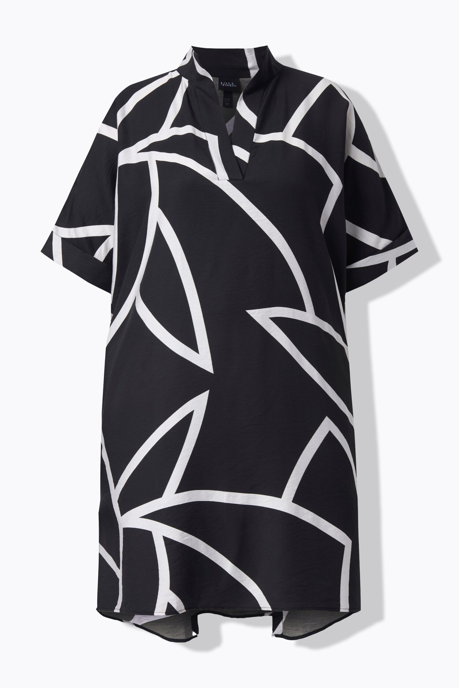 Φόρεμα ασύμμετρο με άνετη εφαρμογή και κοντά μανίκια