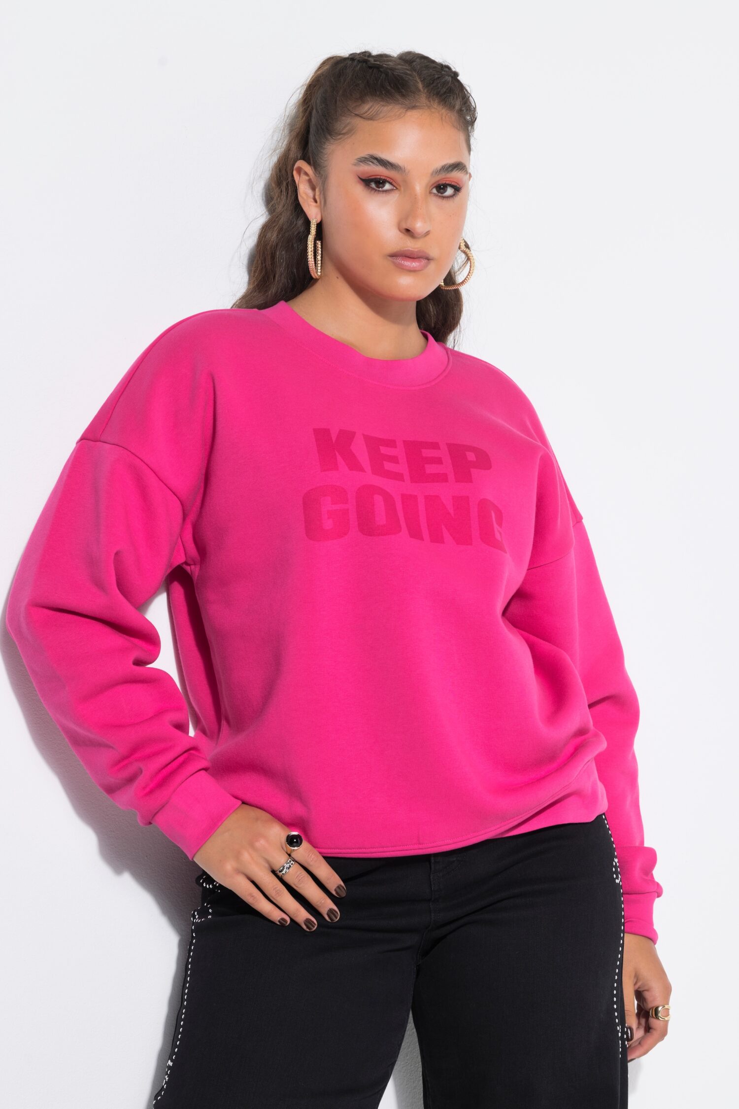Μπλούζα φούτερ oversized με σχέδιο "KEEP GOING"