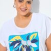 Μπλούζα κοντομάνικη oversized με σχέδιο και στρας
