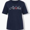 Μπλούζα με κλασική εφαρμογή και τύπωμα "Aloha"