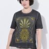 Μπλούζα με κοντά μανίκια και τύπωμα pineapple με στρας