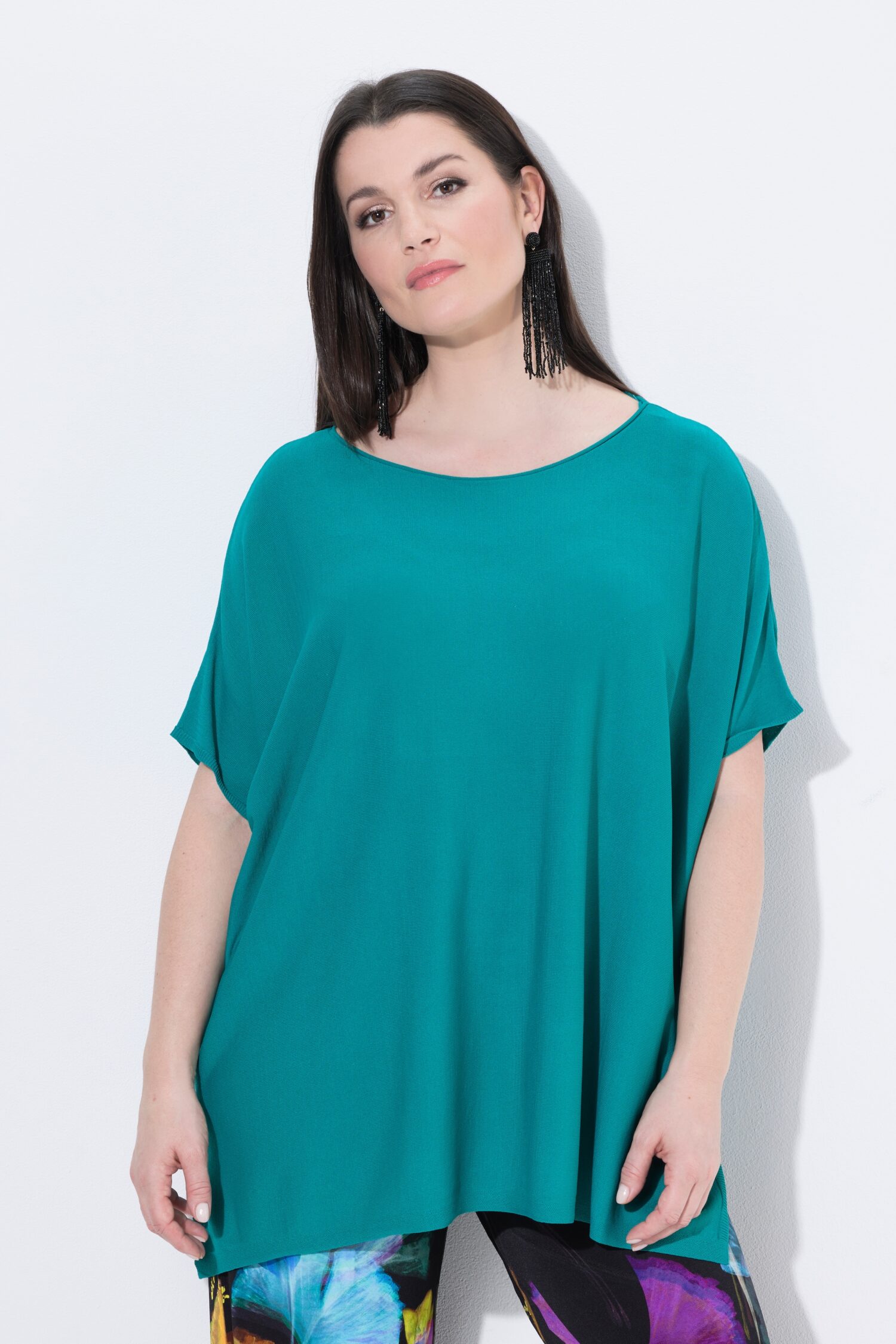 Μπλούζα oversized με φαρδιά, κοντά μανίκια