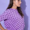 Μπλούζα oversized με πουά σχέδιο και κοντά μανίκια