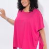Μπλούζα oversized με στρογγυλή λαιμόκοψη και μυτερό τελείωμα