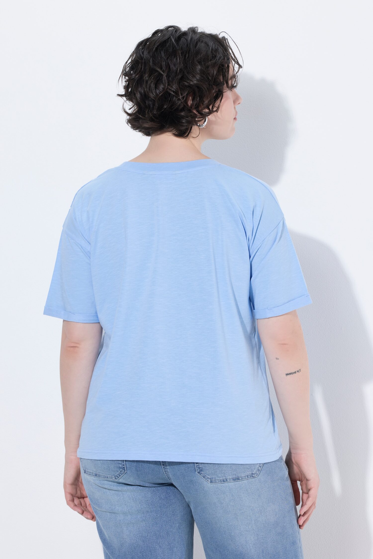 Μπλούζα oversized με στρογγυλή λαιμόκοψη και τύπωμα "Fashion"