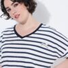 Μπλούζα ριγέ oversized με λαιμόκοψη V