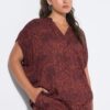 Μπλούζα σε στυλ πουκαμίσου oversized με croco print και πιέτα