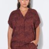 Μπλούζα σε στυλ πουκαμίσου oversized με croco print και πιέτα