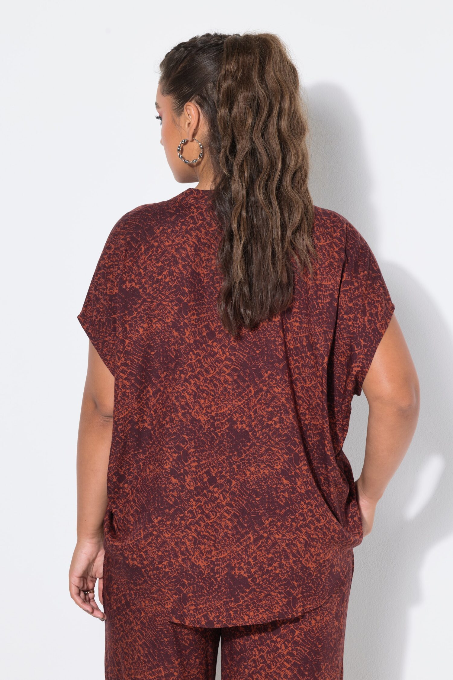 Μπλούζα σε στυλ πουκαμίσου oversized με croco print και πιέτα