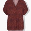 Μπλούζα σε στυλ πουκαμίσου oversized με croco print και πιέτα