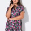 Μπλούζα σε στυλ πουκαμίσου oversized με λαιμόκοψη V και πιέτα