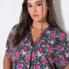 Μπλούζα σε στυλ πουκαμίσου oversized με λαιμόκοψη V και πιέτα