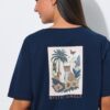 Νυχτικό oversized με κοντά μανίκια και τύπωμα "Mystic Jungle"