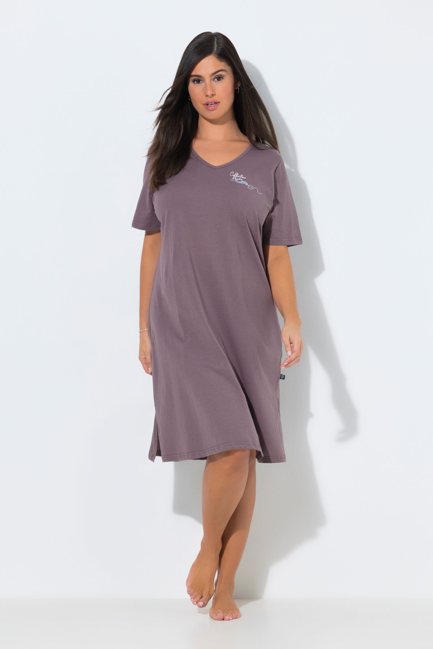 Νυχτικό oversized με κοντά μανίκια και τύπωμα στην πλάτη