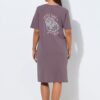 Νυχτικό oversized με κοντά μανίκια και τύπωμα στην πλάτη
