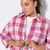 Πουκάμισο flannel oversized με καρό σχέδιο και τσέπη