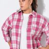 Πουκάμισο flannel oversized με καρό σχέδιο και τσέπη