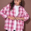 Πουκάμισο flannel oversized με καρό σχέδιο και τσέπη