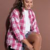 Πουκάμισο flannel oversized με καρό σχέδιο και τσέπη
