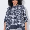 Πουκάμισο oversized με φλοράλ σχέδιο και μανίκια 3/4