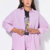 Πουκάμισο oversized με λεπτή υφή και ριγέ σχέδιο