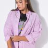 Πουκάμισο oversized με λεπτή υφή και ριγέ σχέδιο