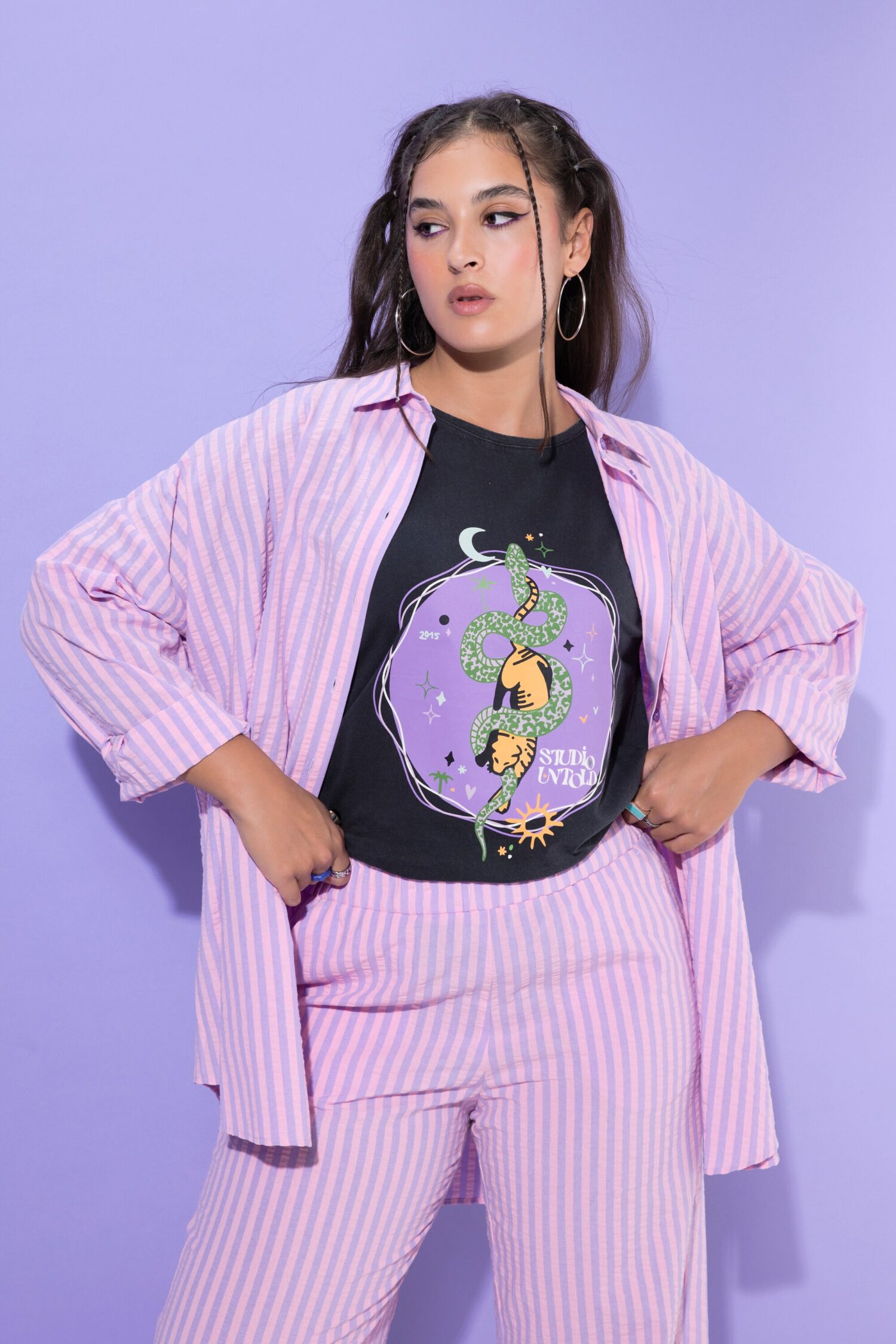 Πουκάμισο oversized με λεπτή υφή και ριγέ σχέδιο