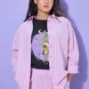 Πουκάμισο oversized με λεπτή υφή και ριγέ σχέδιο