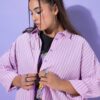Πουκάμισο oversized με λεπτή υφή και ριγέ σχέδιο