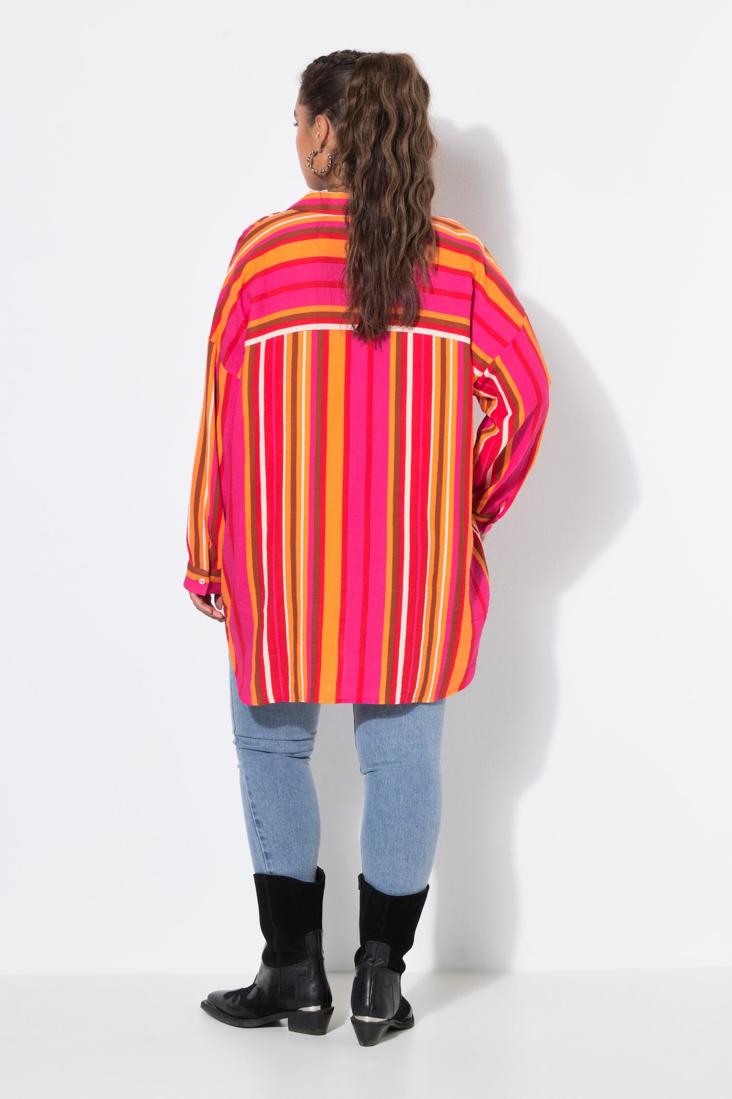 Πουκάμισο oversized με λεπτή υφή και ρίγες