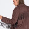 Σακάκι oversized με βελούδινη όψη και κρόσια