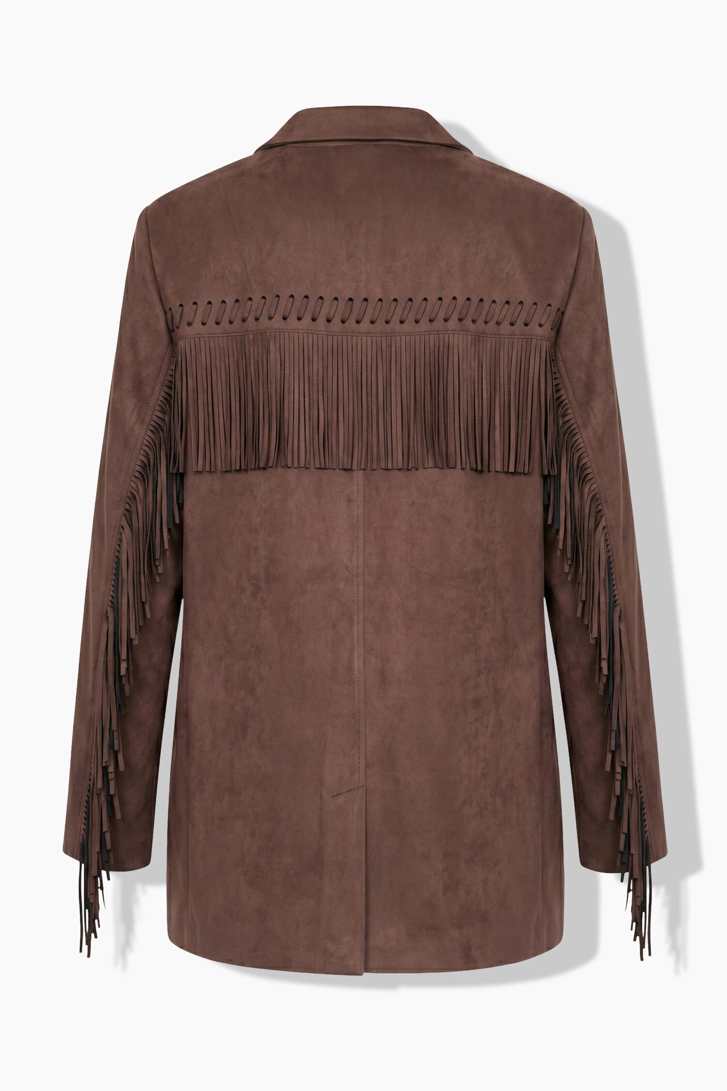 Σακάκι oversized με βελούδινη όψη και κρόσια