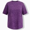T-shirt oversized με λεοπάρ print και τύπωμα στην πλάτη