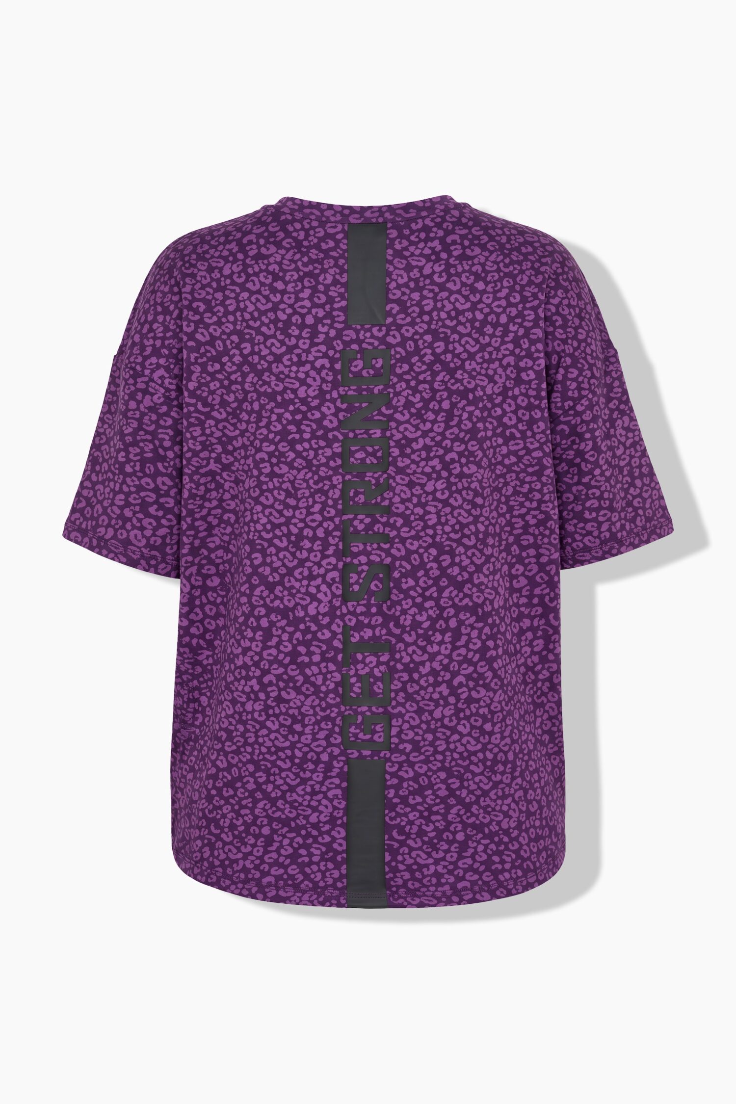 T-shirt oversized με λεοπάρ print και τύπωμα στην πλάτη