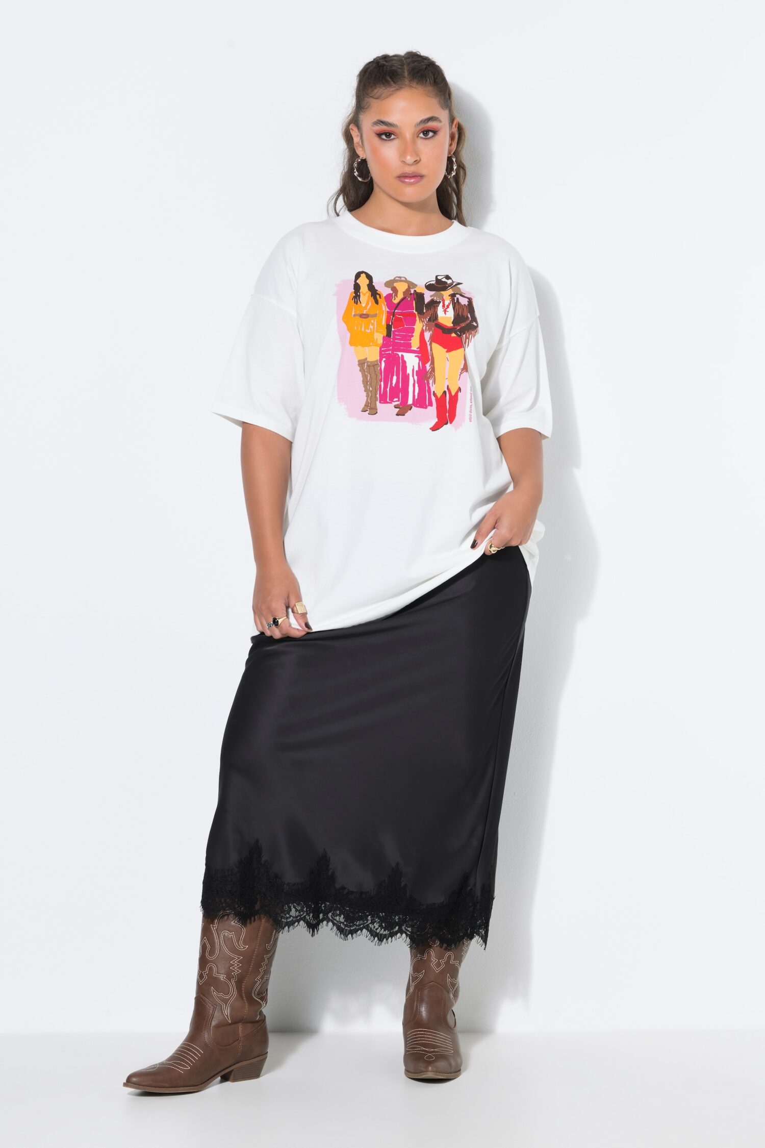 T-shirt oversized με τύπωμα Lady