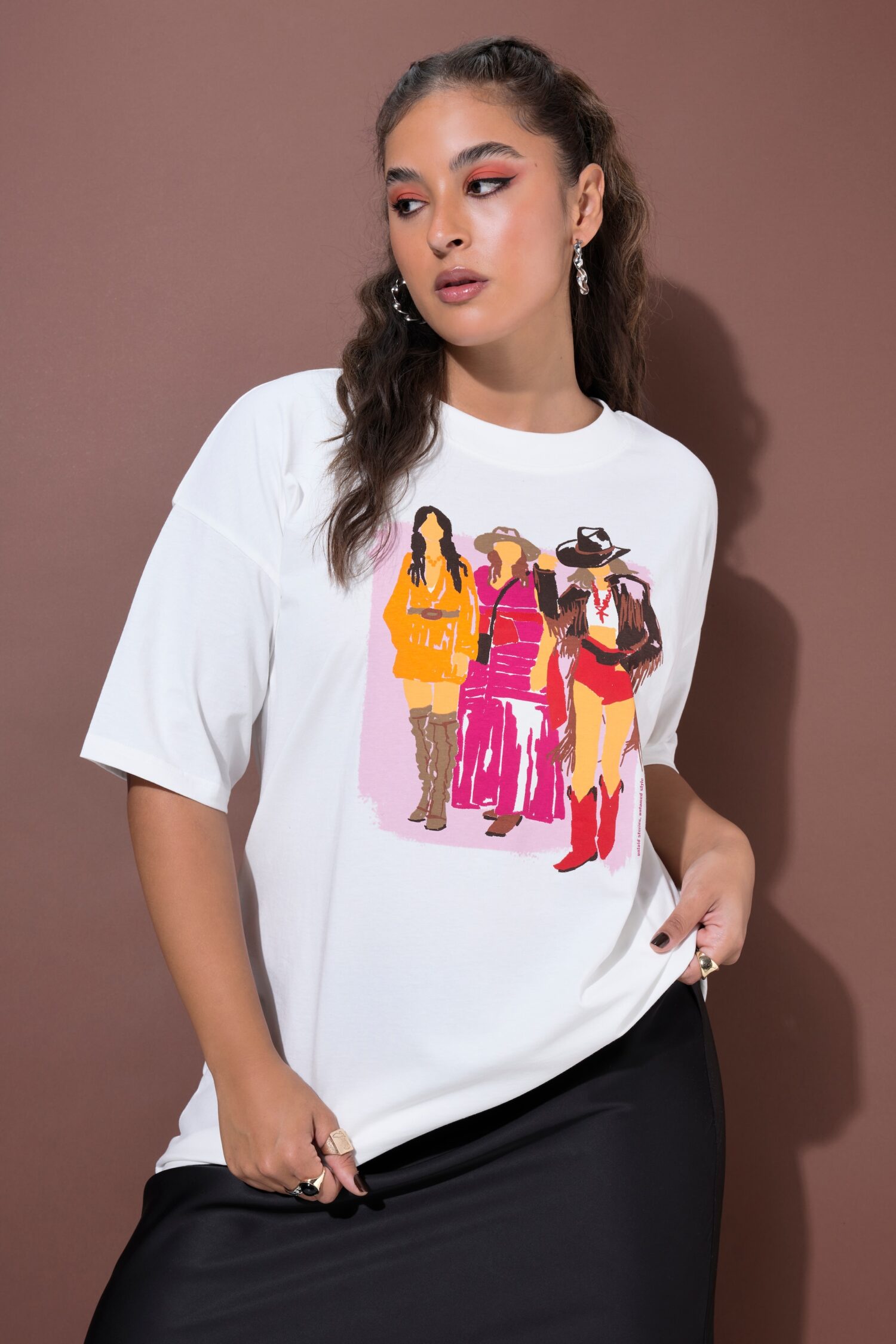 T-shirt oversized με τύπωμα Lady