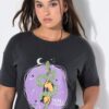 T-shirt oversized με washed effect και τύπωμα
