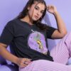 T-shirt oversized με washed effect και τύπωμα