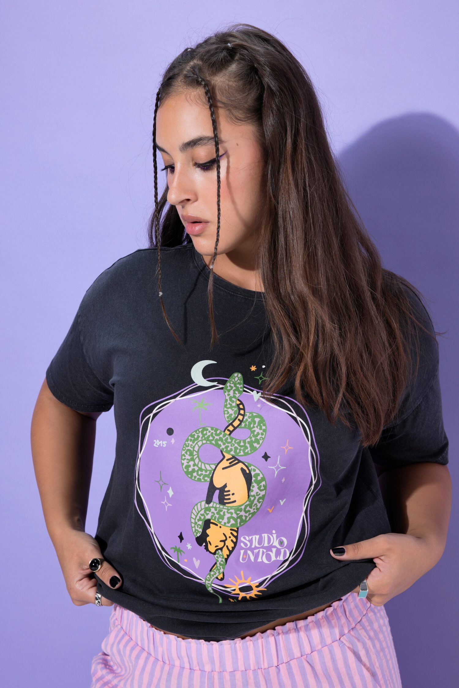 T-shirt oversized με washed effect και τύπωμα