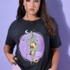 T-shirt oversized με washed effect και τύπωμα