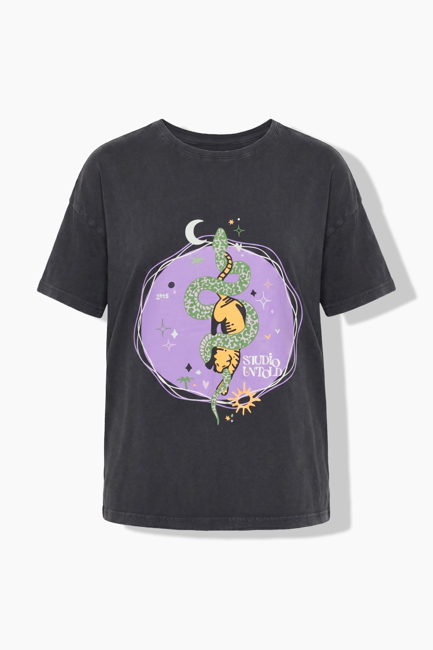 T-shirt oversized με washed effect και τύπωμα
