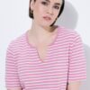 T-shirt σε γραμμή Α με ριγέ print και κοντά μανίκια