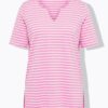 T-shirt σε γραμμή Α με ριγέ print και κοντά μανίκια
