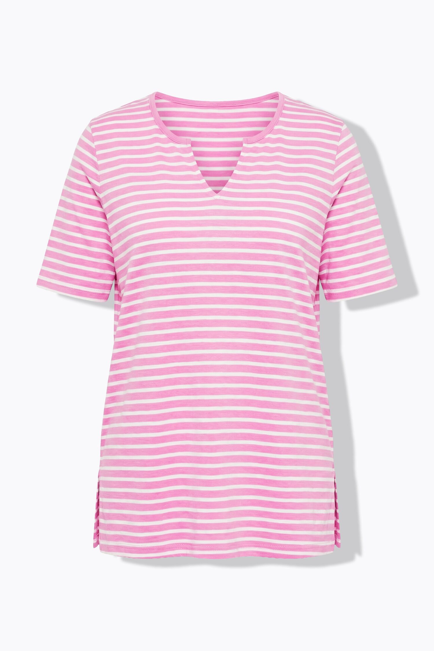 T-shirt σε γραμμή Α με ριγέ print και κοντά μανίκια