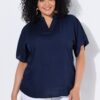 Τουνίκ oversized με όρθιο γιακά και κοντά μανίκια