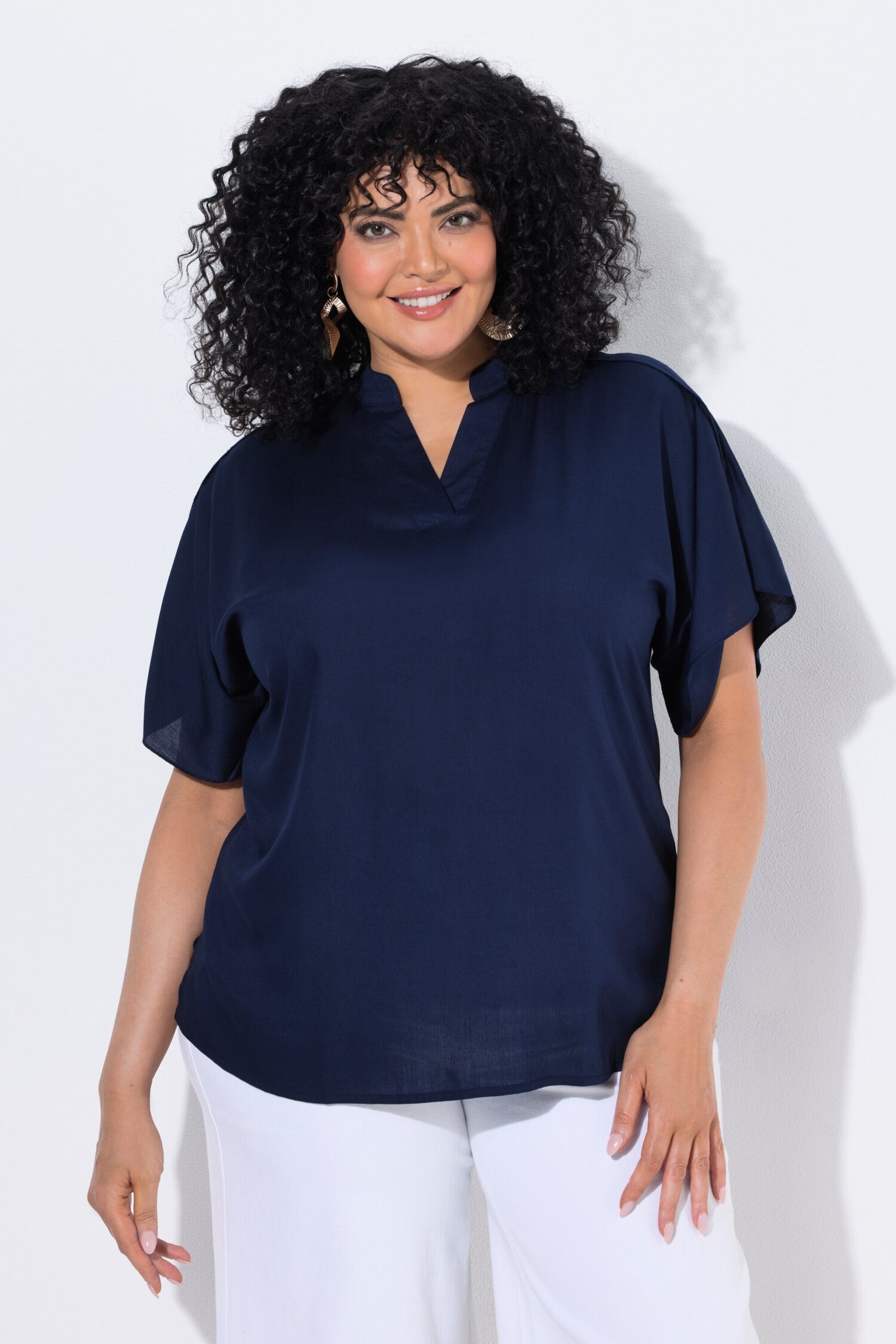 Τουνίκ oversized με όρθιο γιακά και κοντά μανίκια