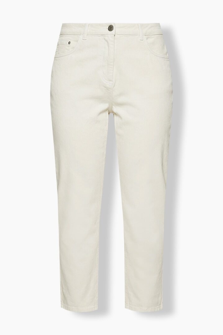 Τζιν παντελόνι mom fit με άνετη εφαρμογή και 5 τσέπες