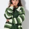Ζακέτα oversized, πλεκτή με ριγέ σχέδιο και κουμπιά